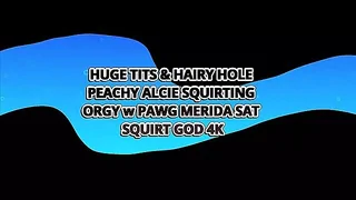 Hairy Peachy Alcie and Merida Sat in a Bouncing Big Booty Squirt Orgy