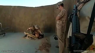 Rough outdoor flogging and stuffing of bound goddess Lyla Storm by military man Ja...