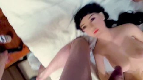 Fingering hot friend while GF sucks your cock threesome POV - sex doll