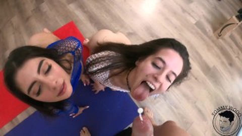 Yoga threesome with flexible pornstars Abbie Maley and Trukait