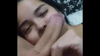 Young cute submissive wife gives deepthroat blowjob nightly