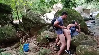 Forest Fling: Alex and Chris fuck in nature and he cums on her leg