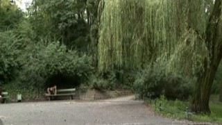 Euro blond spanked in public park